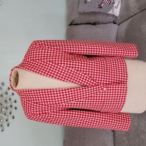 Women's Red Houndstooth Blazer Jacket